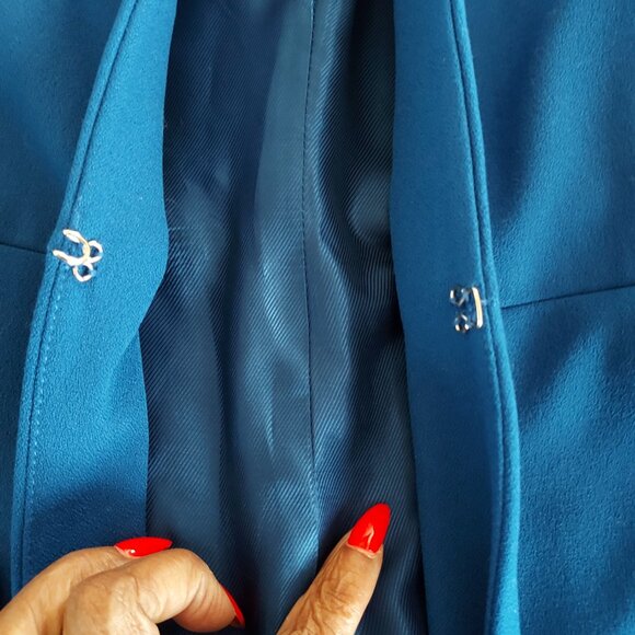 Zara Royal Blue Inverted Lapel Long Blazer Size Small - Picture 10 of 15